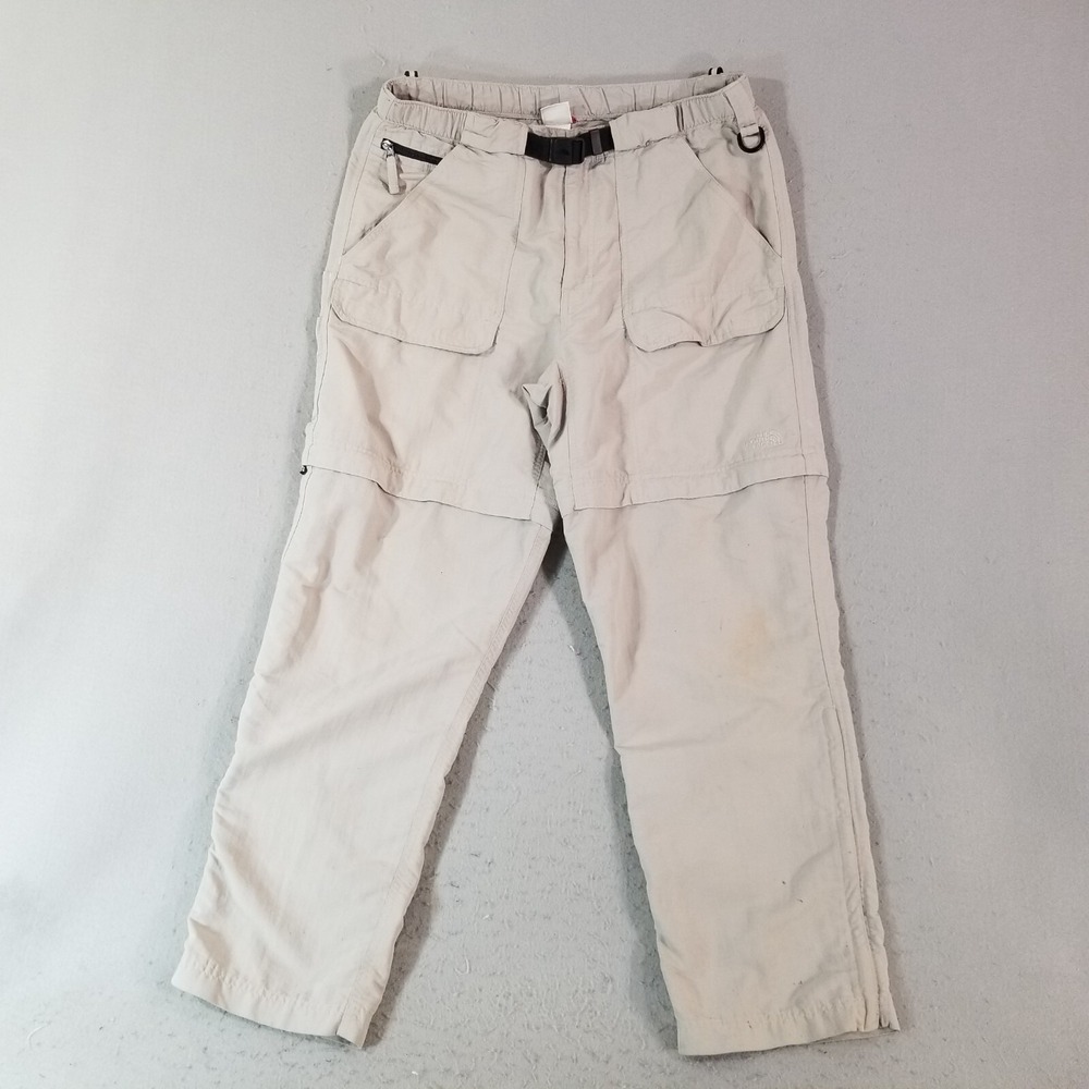 The North Face cargo pants shorts combo men's large beige outdoor nylon flawed